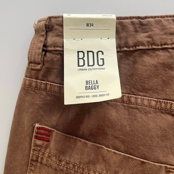 Urban Outfitters BDG Bella Baggy Carpenter Jeans Women's Size 34 Brown Loose NWT - Picture 8 of 12